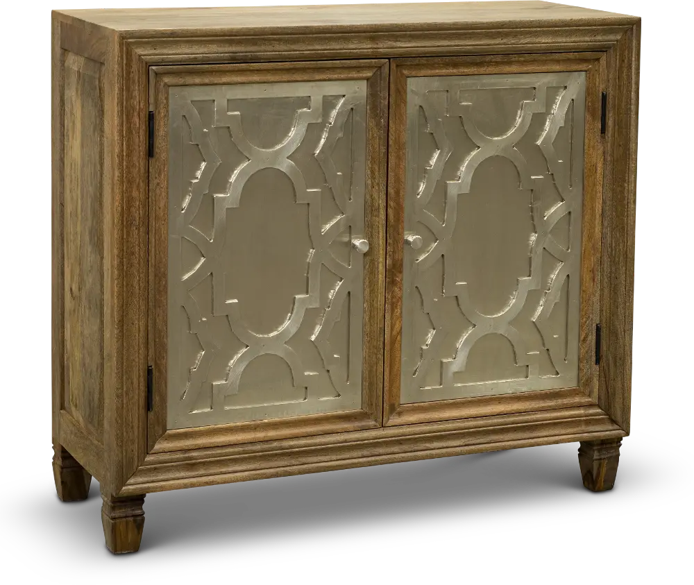 Natural Brown and Pewter Accent Cabinet - Jigsaw-1