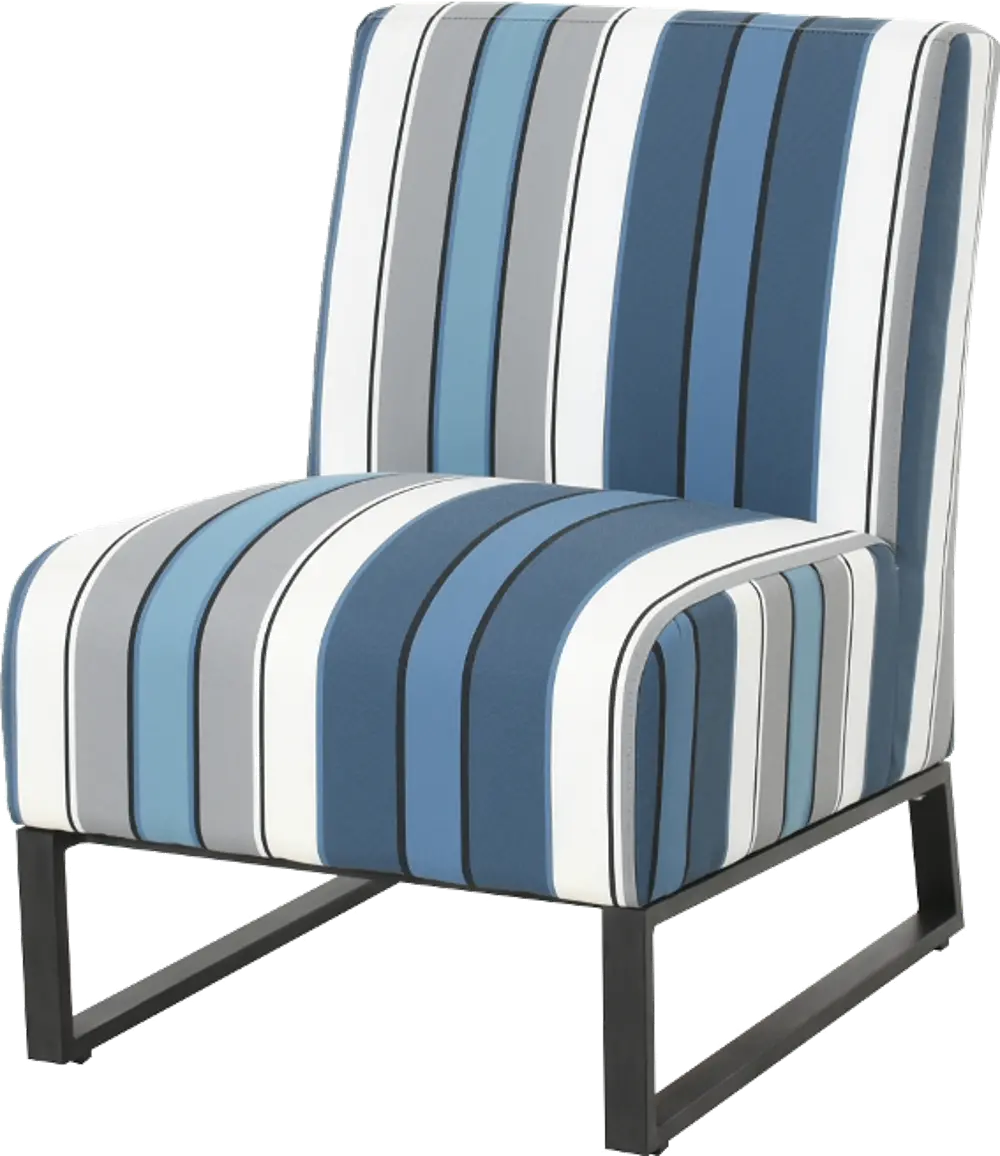 Blue, Gray, and White Striped Patio Accent Chair - Southport-1
