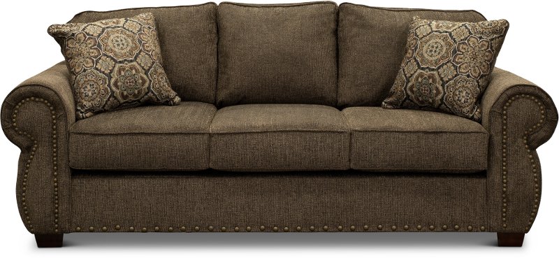 Casual Traditional Coffee Brown Sofa, Provo Queen Size With Inner Spring Futon Sofa Sleeper Bed