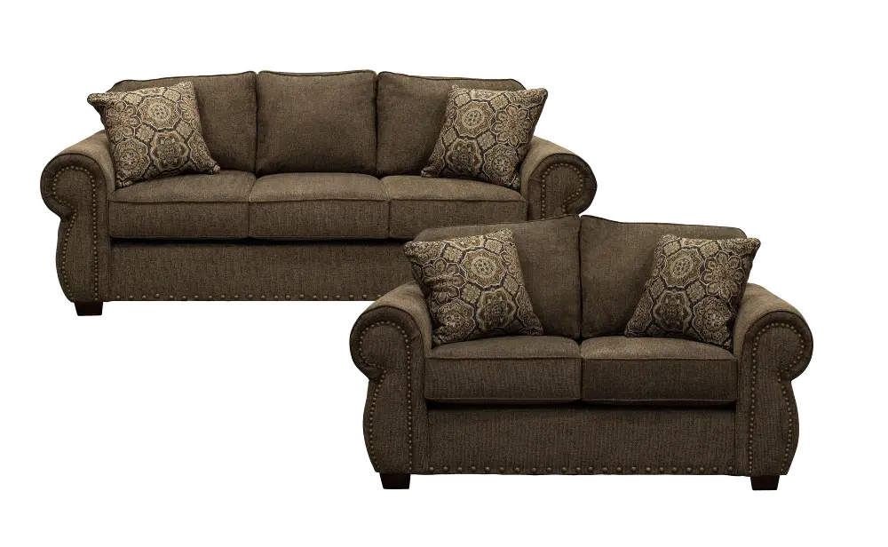 Coffee Brown 2 Piece Living Room Set with Sofa Bed - Southport-1