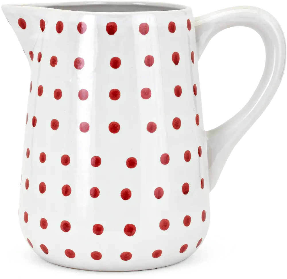 12 Inch Berry Patch Ceramic Hand-Painted Polka Dot Pitcher-1