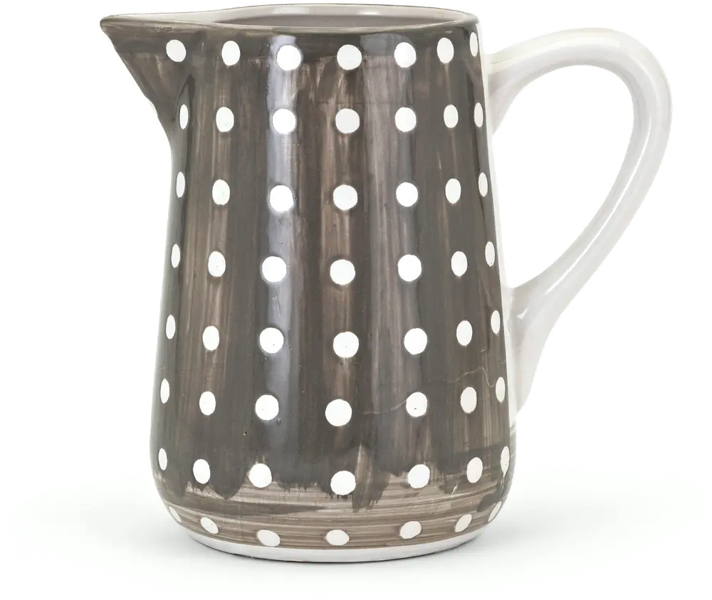 8 Inch Gray and White Polka Dot Hand-Painted Small Pitcher-1