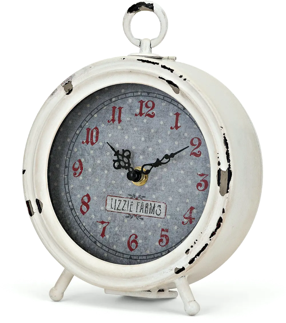 Distressed White Desk Clock - Berry Patch-1