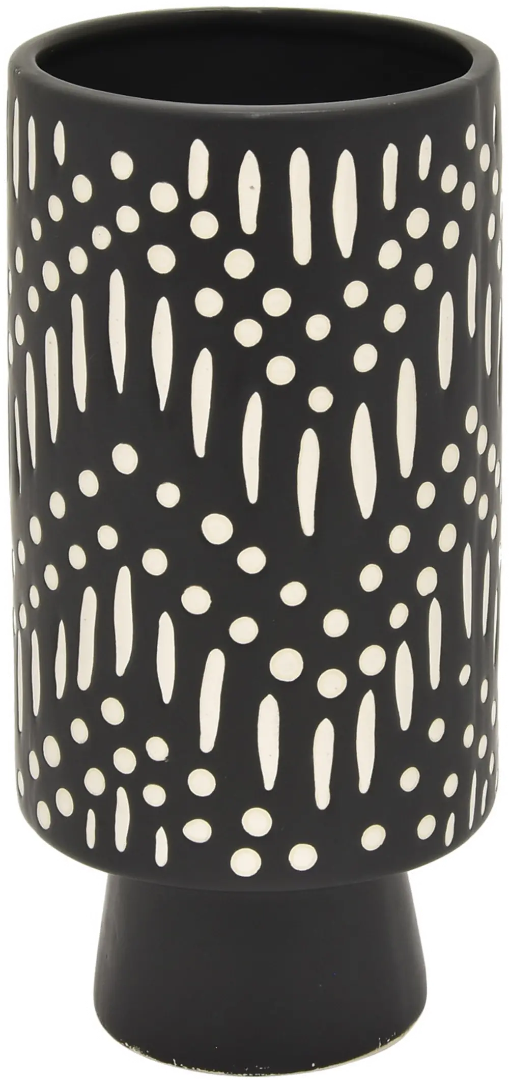 9 Inch Black and White Ceramic Vase-1