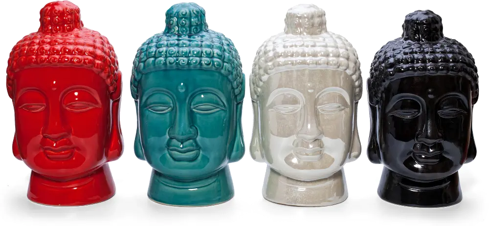 Assorted 14 Inch Anja Buddha Head Sculpture-1