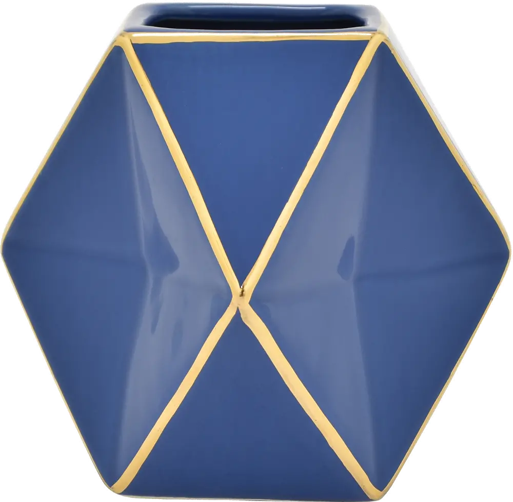 5 Inch Blue and Gold Porcelain Vase-1