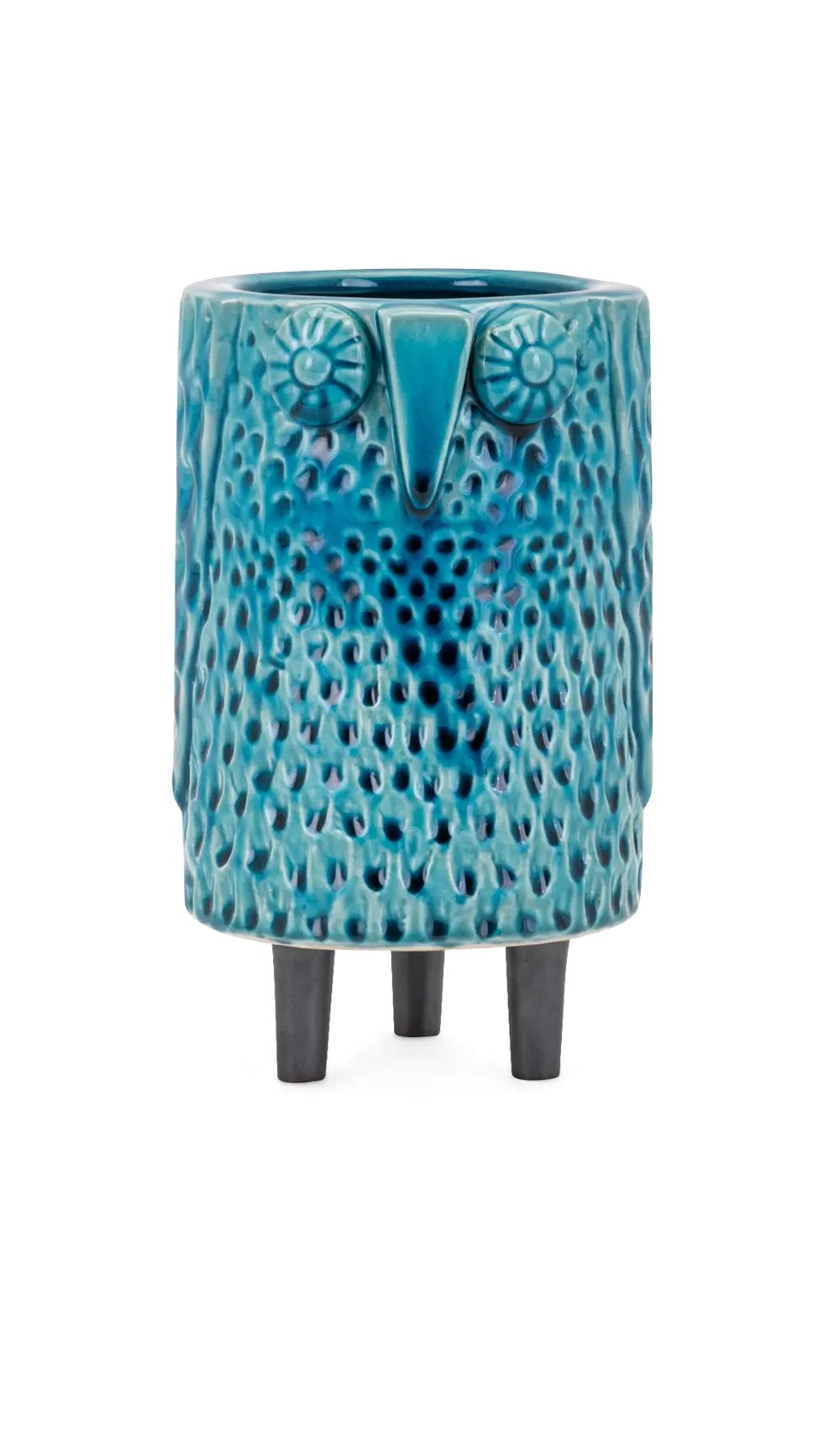 7 Inch Blue Ceramic Owl Vase-1