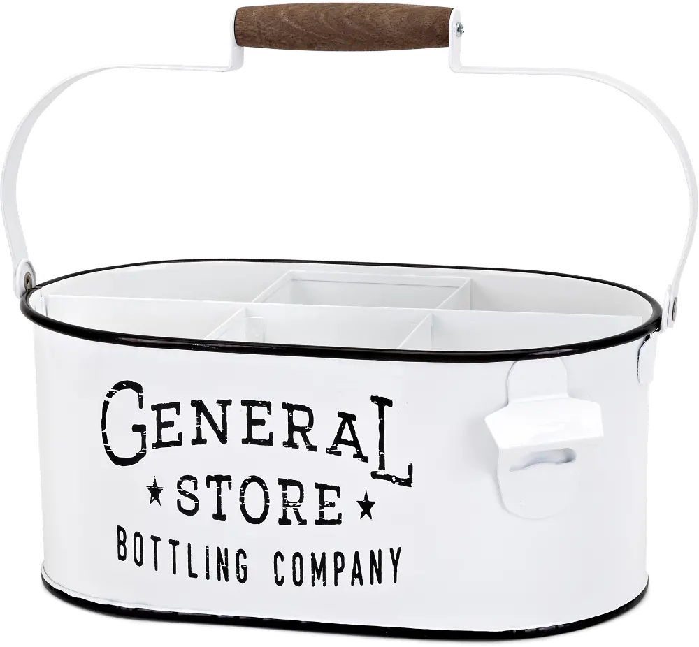 White Iron General Store Bottle Caddy with Handle-1