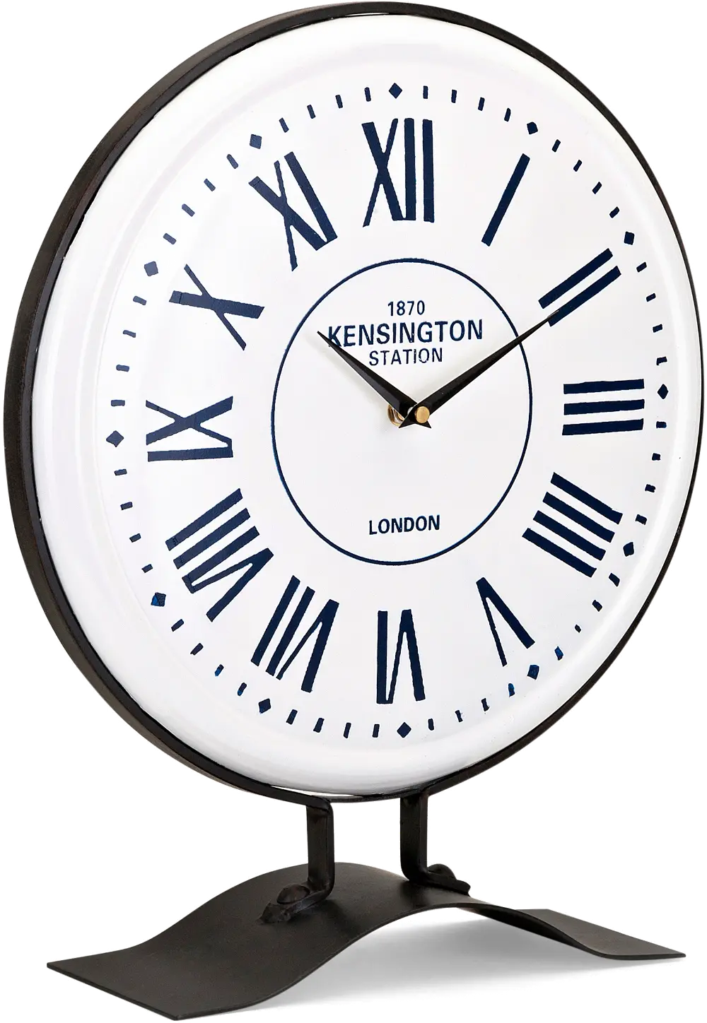 White Vintage Tabletop Clock with Convex Face-1