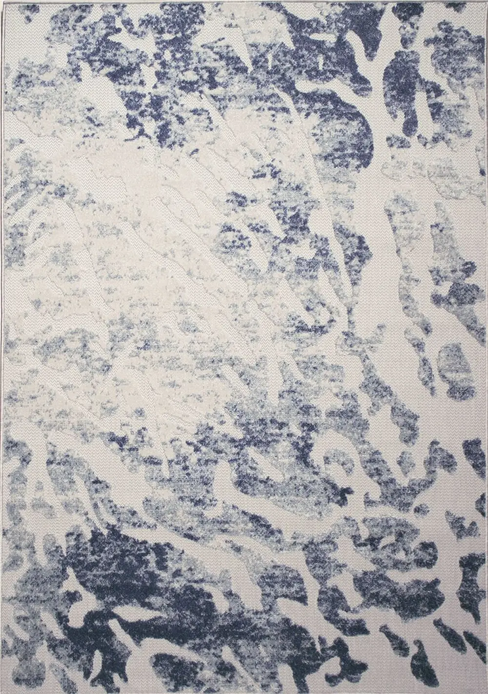 8 x 11 Large Distressed Splatter Cream and Blue Rug - Alta-1