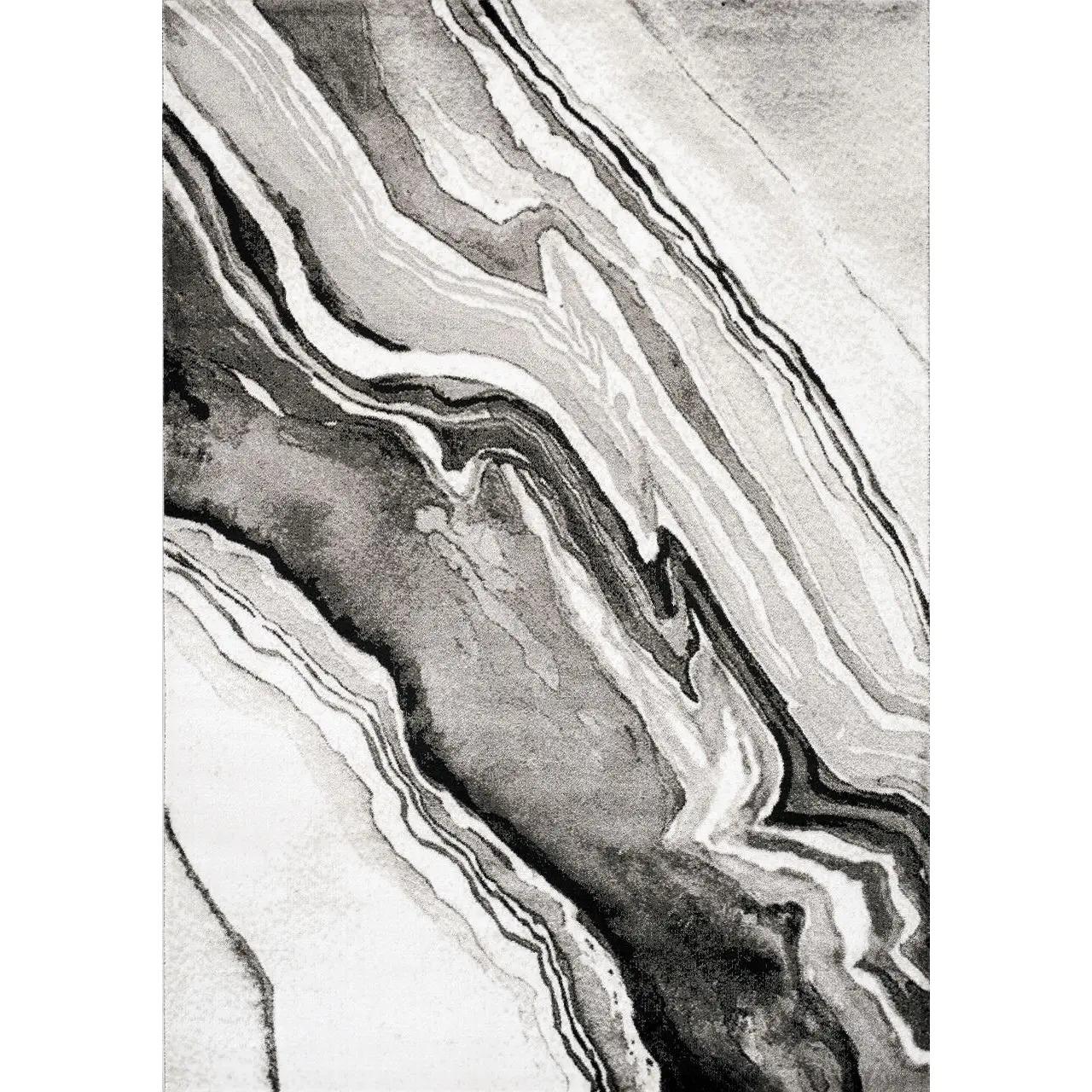 8 x 11 Large Wood Grain Gray, White and Black Area Rug - Platinum-1
