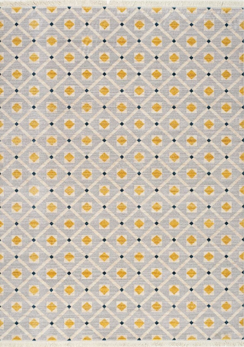 5 X 8 Medium Dotted Trellis Gray And Yellow Area Rug Promenade 5 X 8 Medium Dotted Trellis Gray And Yellow Area Rug Promenade