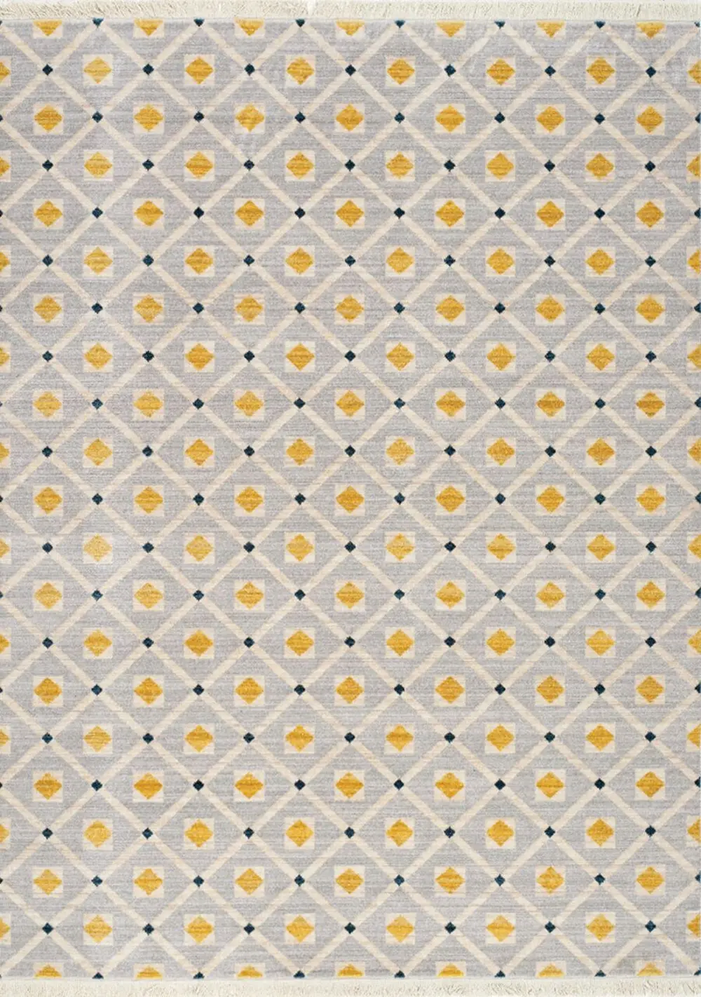 8 x 11 Large Dotted Trellis Gray and Yellow Area Rug - Promenade   -1
