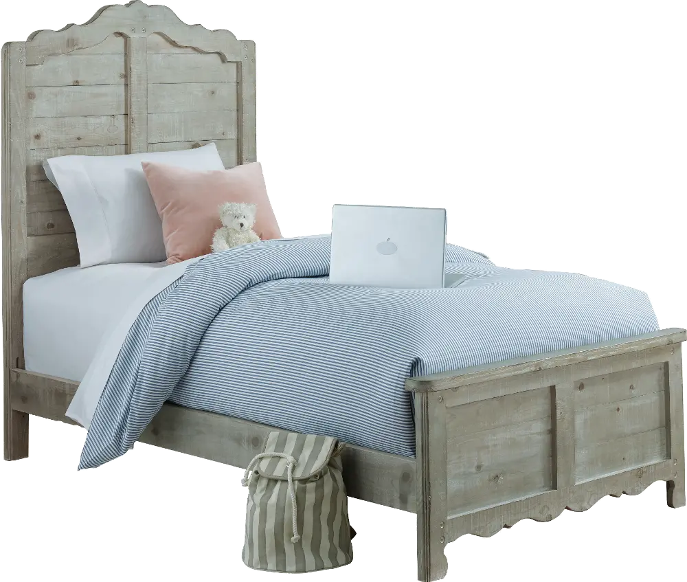 Traditional Farmhouse Mint Pine Twin Bed - Chatsworth-1
