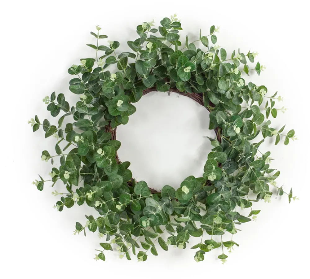 28  Green Faux Eucalyptus Wreath Arrangement-1