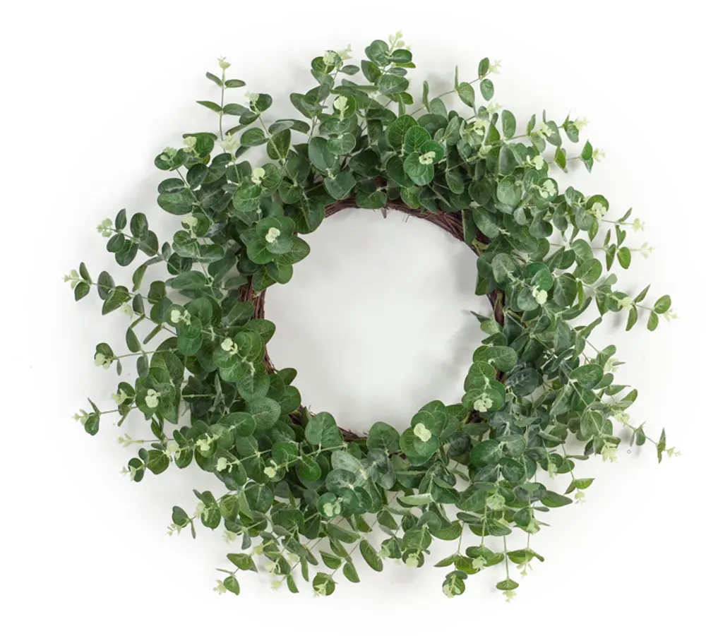 28 Inch Green Faux Eucalyptus Wreath Arrangement-1