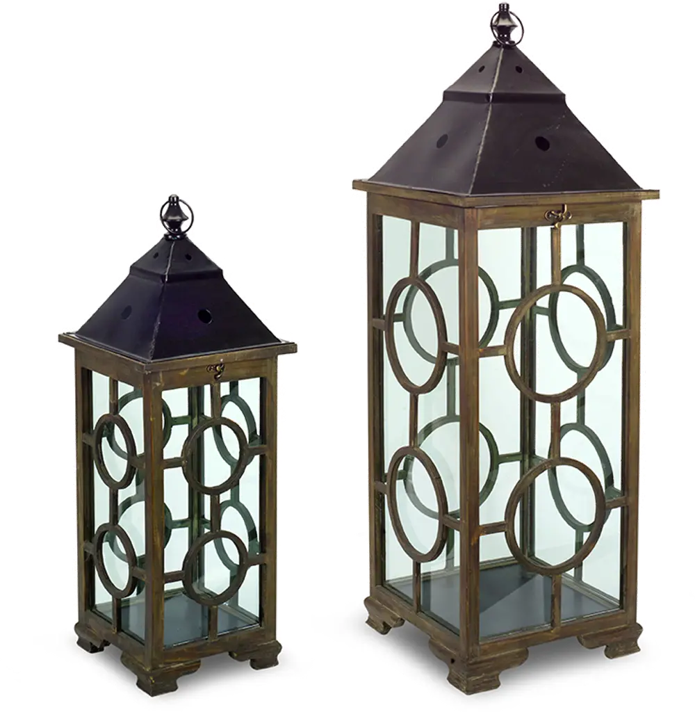 26 Inch Wood and Metal Lantern-1