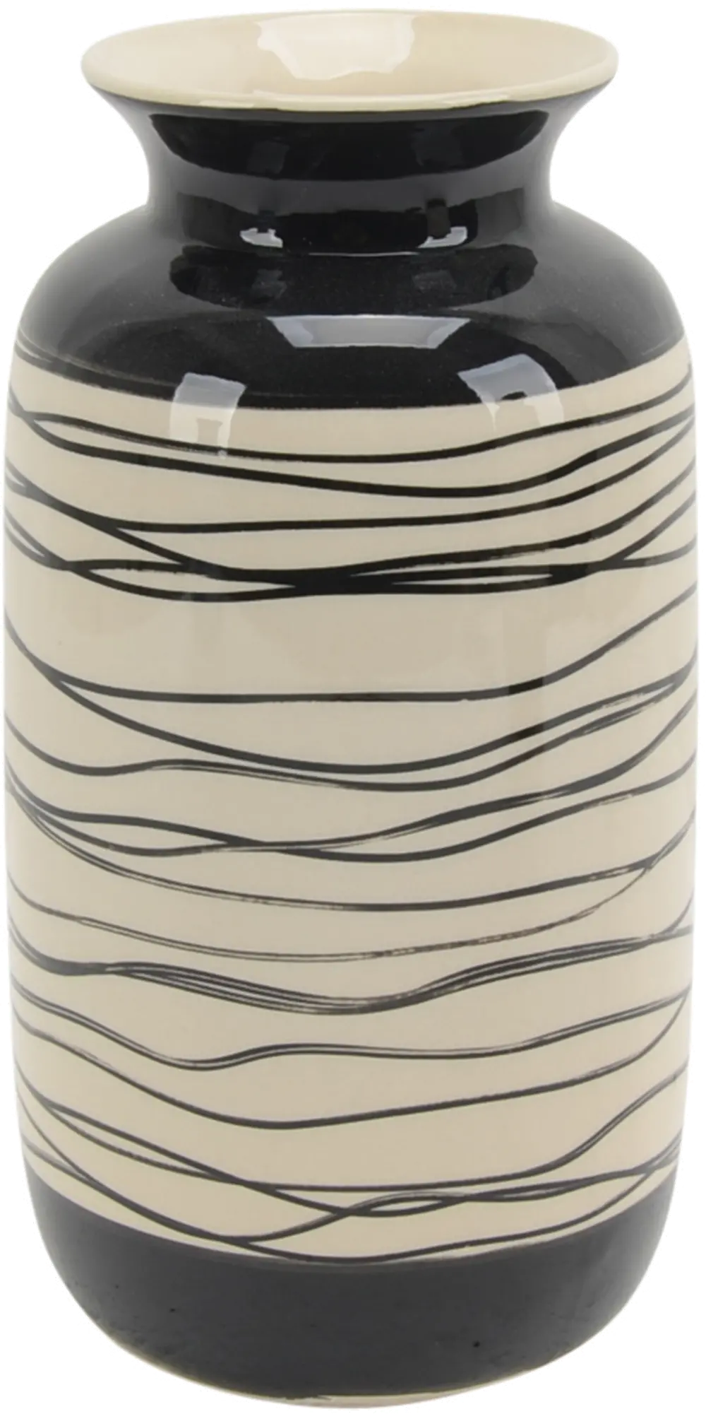 10 Inch Black and White Swirl Ceramic Vase-1
