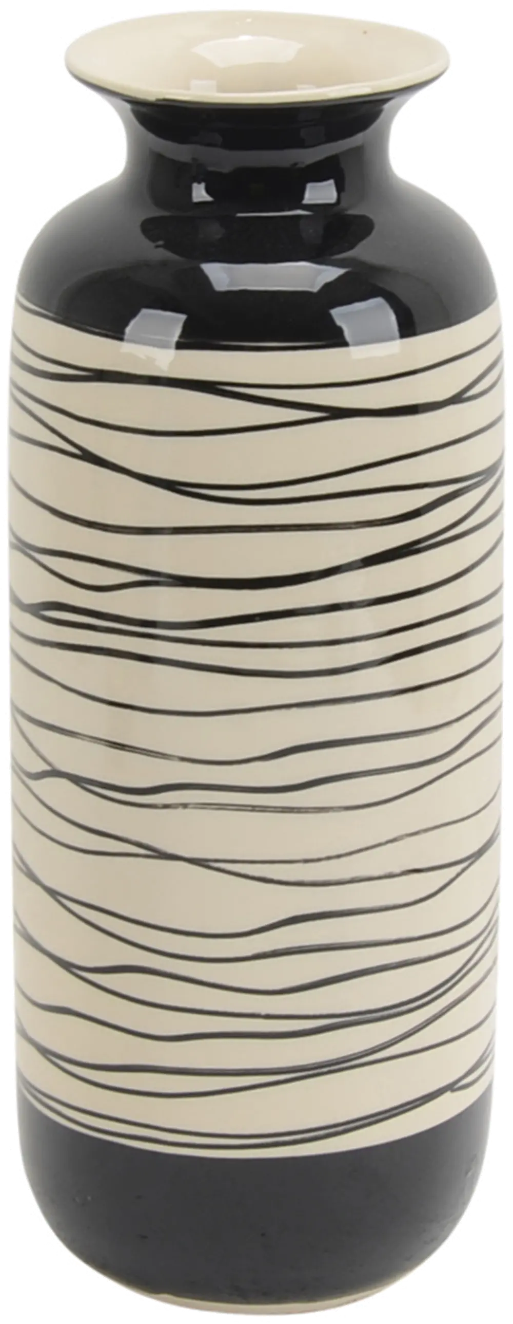 14 Inch Black and White Swirl Ceramic Vase-1