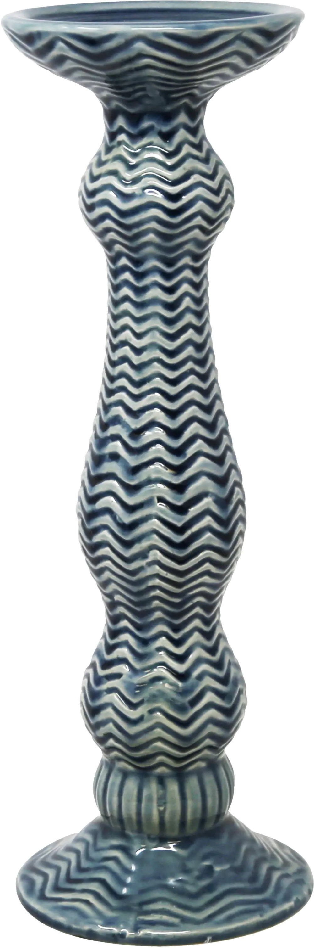 15 Inch Blue Glazed Ceramic Candle Holder-1