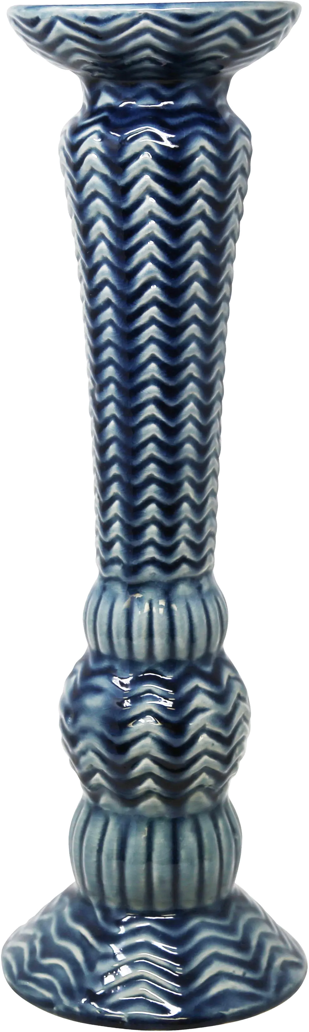 17 Inch Blue Glazed Ceramic Candle Holder-1