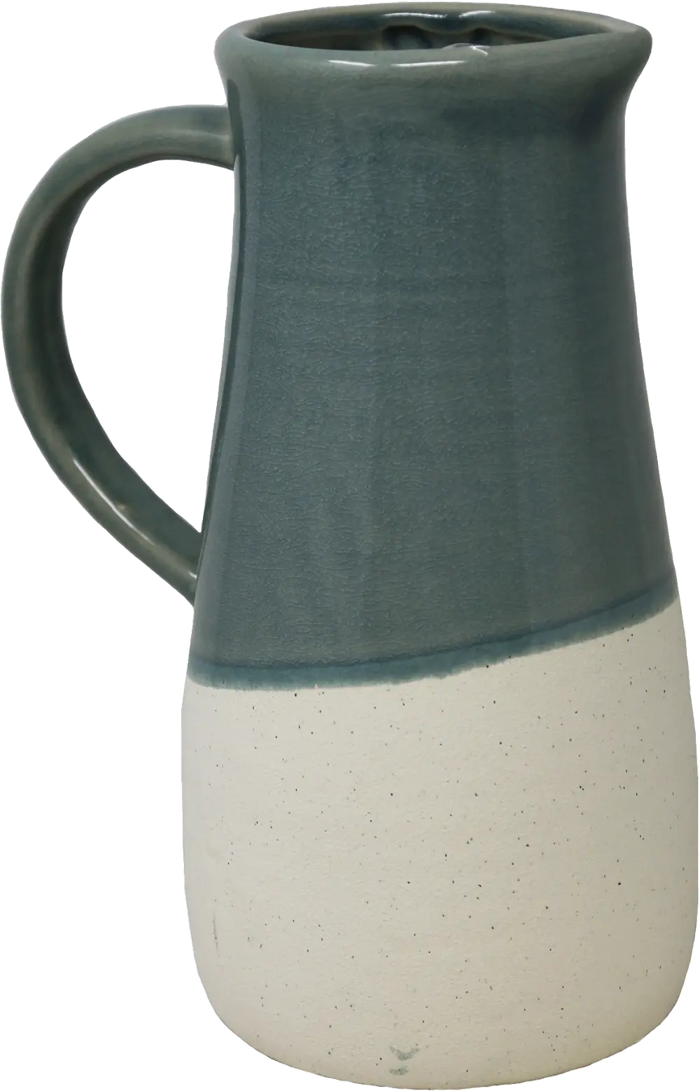 10 Inch Green and White Ceramic Pitcher-1
