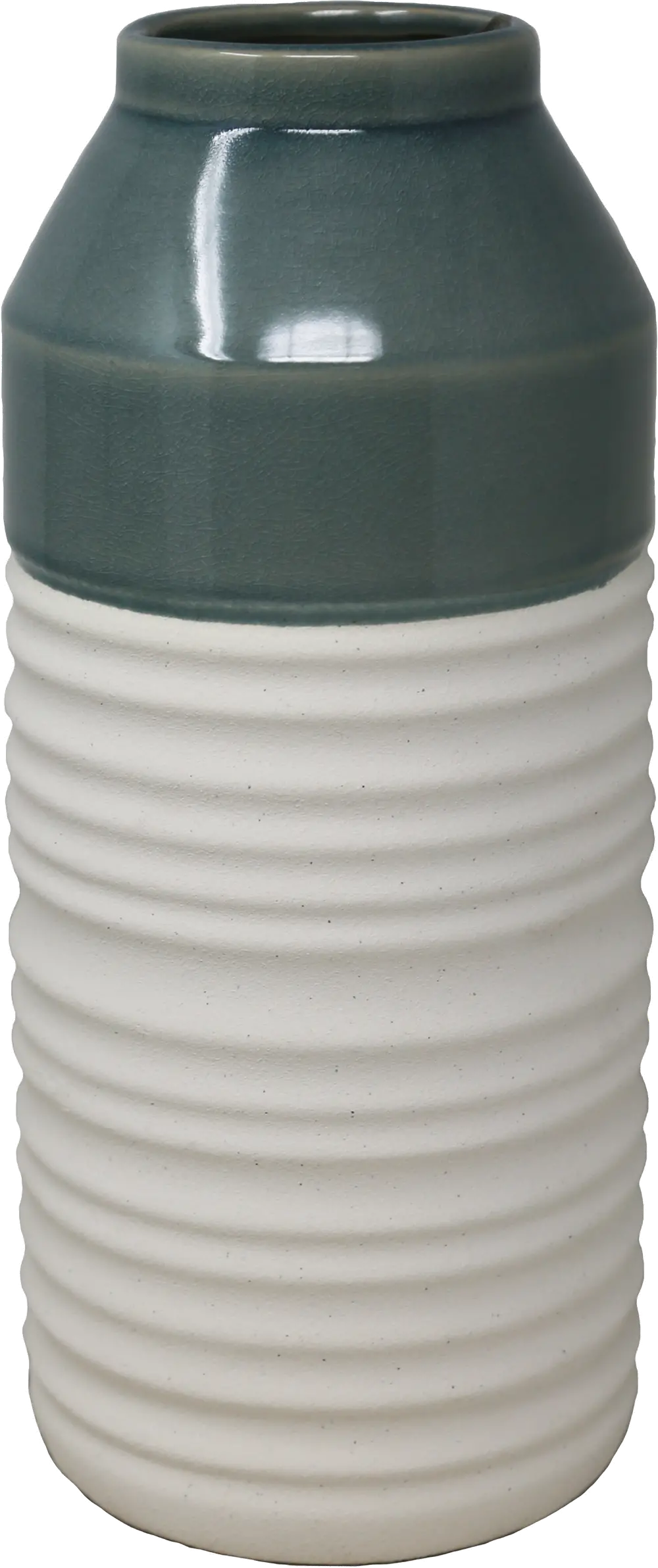 10 Inch Green and White Ceramic Vase-1