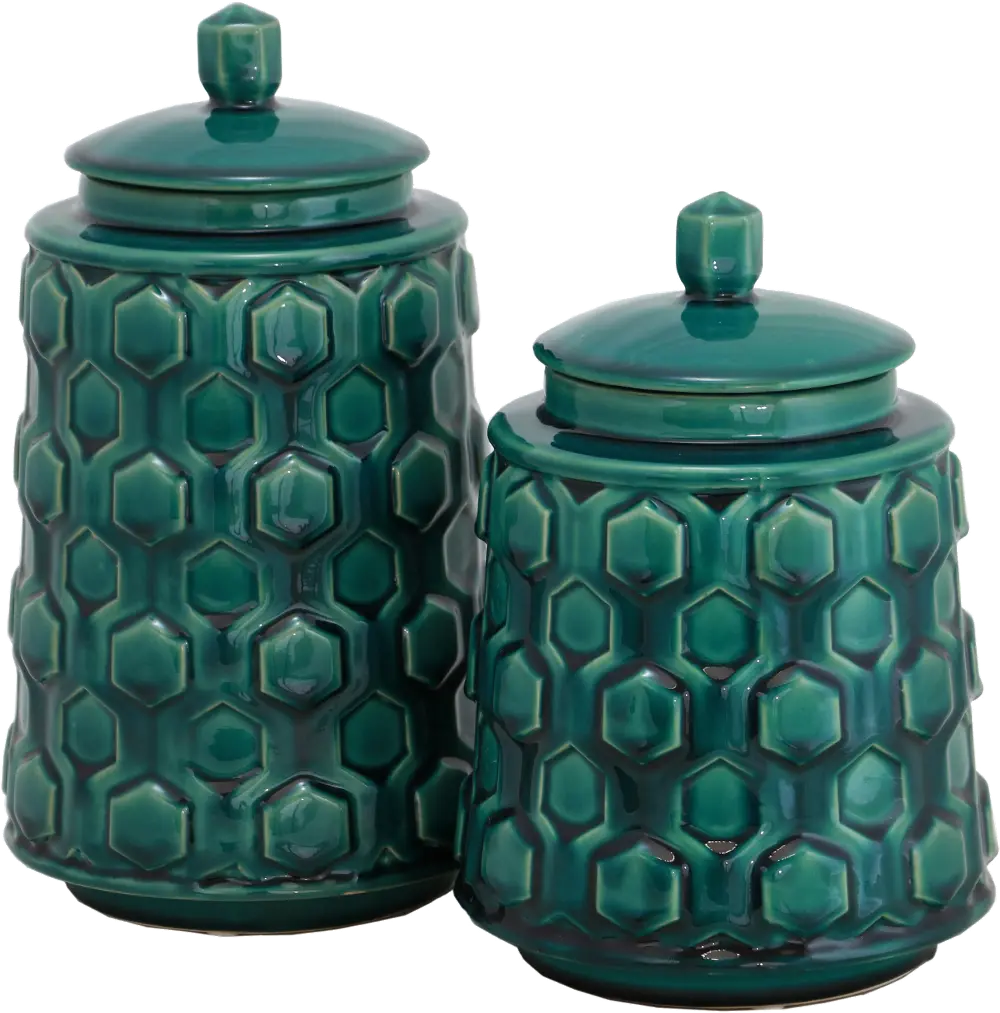 13 Inch Jade Green Ceramic Lidded Canister-1