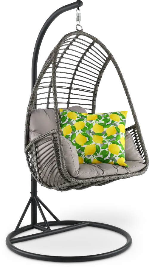 Abble outdoor wicker hanging basket online swing chair with cushion and stand