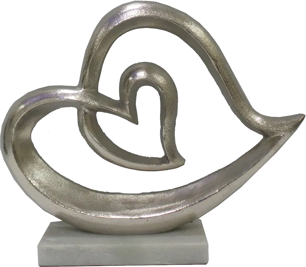 Metal Silver Double Heart Sculpture-1