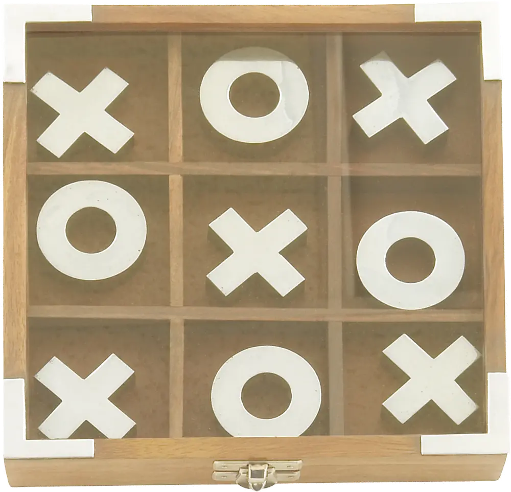 Wooden Tic Tac Toe Game With X's and O's-1