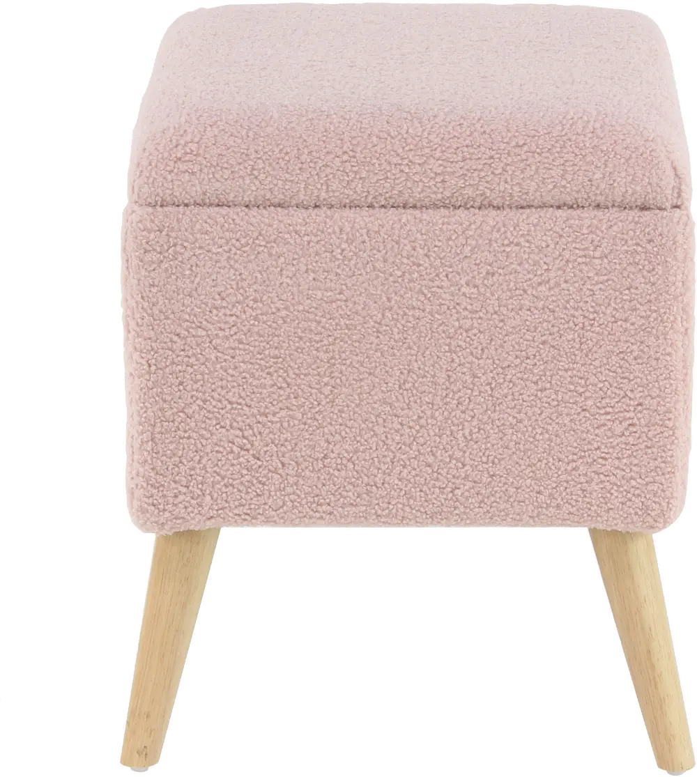 Pink Faux Fur Stool with Storage-1