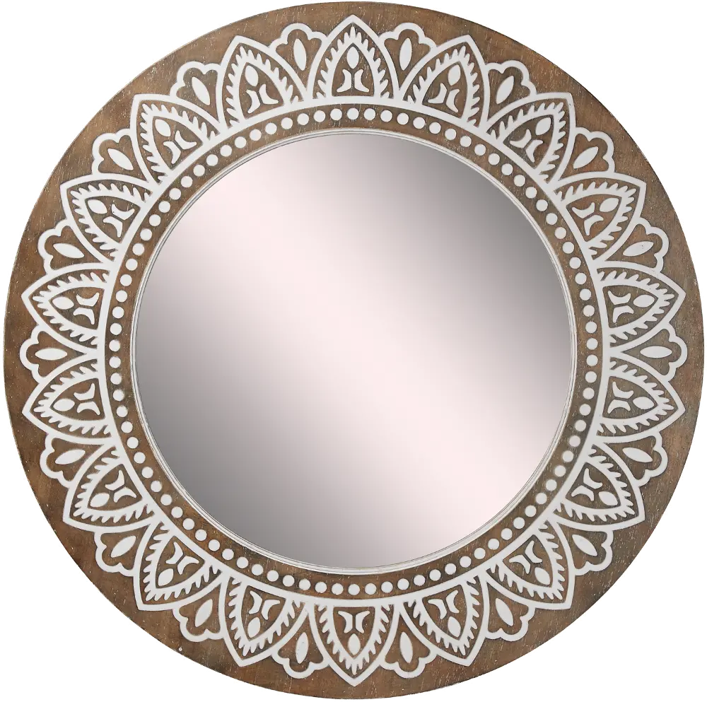 31 Inch Wooden Wall Mirror With Inlay-1