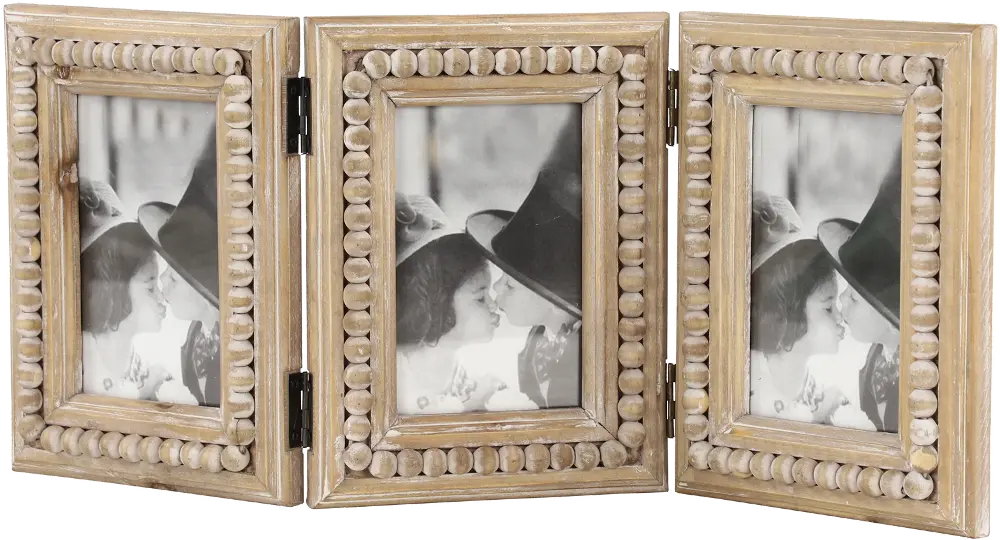 Wooden Folding Picture Frame with Beaded Detailing-1