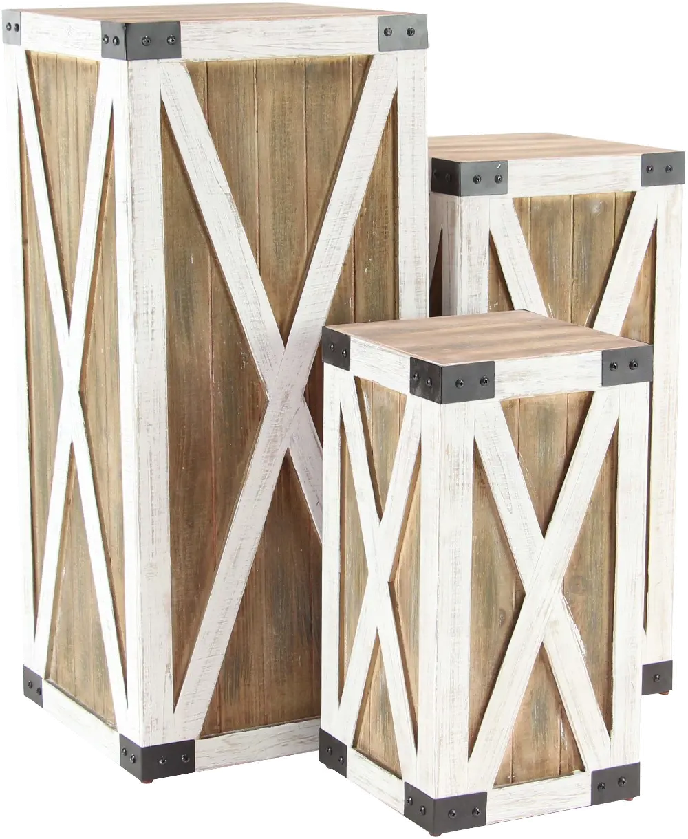 30 Inch White and Brown Wood and Metal Pedestal-1