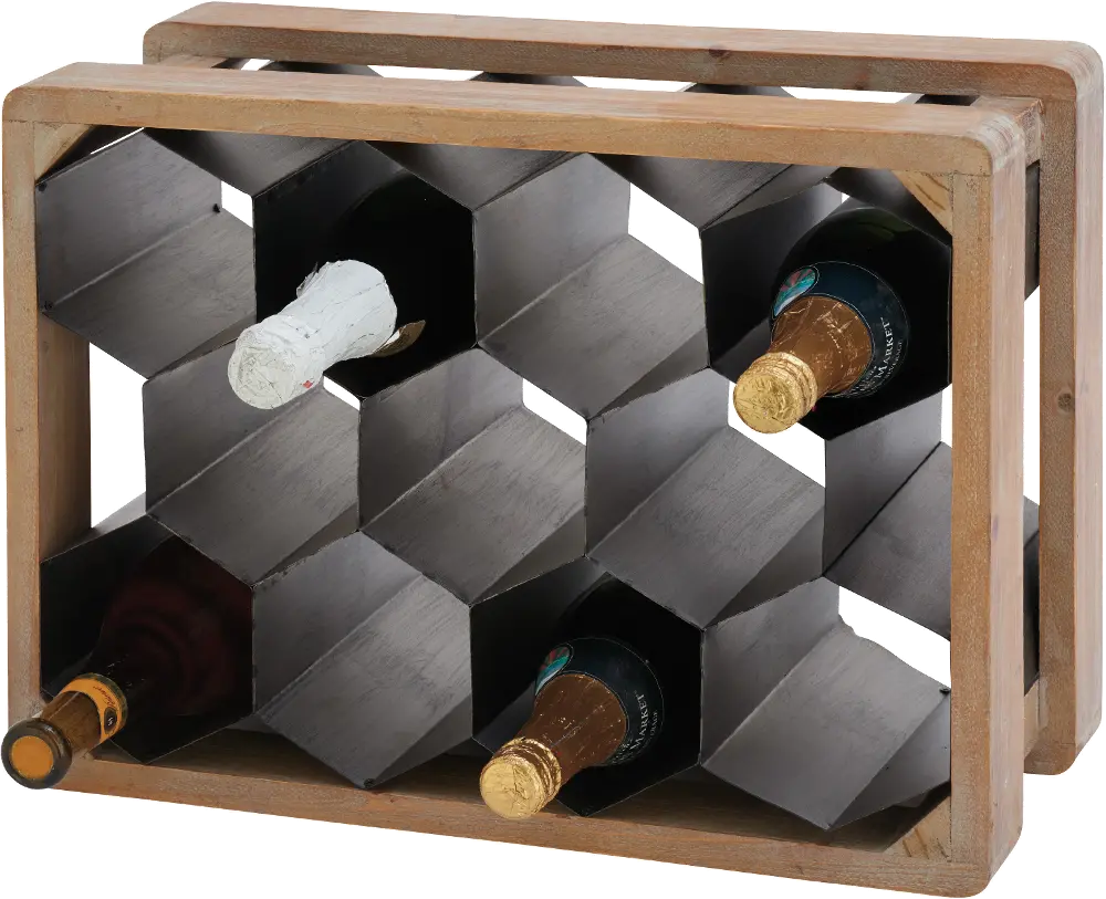 Wood and Metal Wine Bottle Holder-1