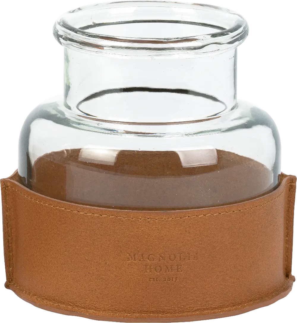 Magnolia Home Furniture 5 Inch Glass Jar with Leather Cup-1