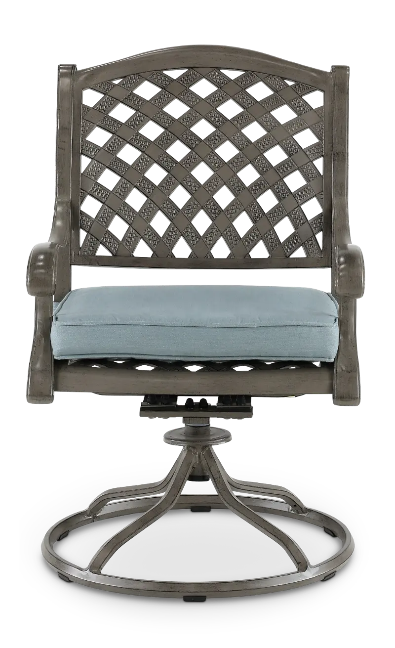Macan Gray and Blue Swivel Rocking Patio Chair