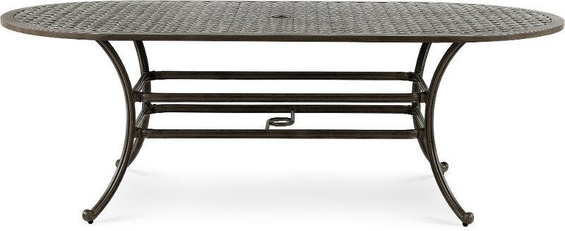 Oval Gray Metal Patio Dining Table, Patio Dining Table