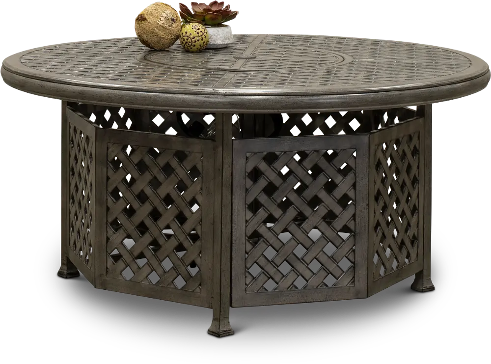 Macan Gray Metal Round Gas Fire Table-1