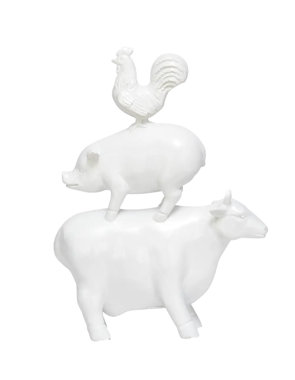 White Stacked Farm Animal Sculpture-1