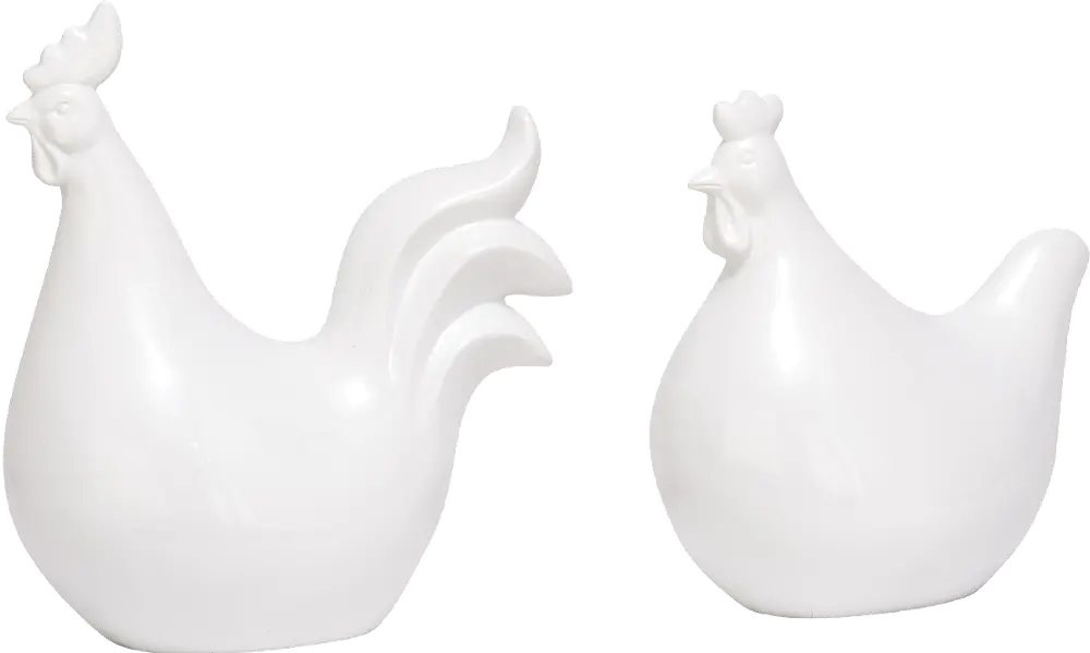 Assorted White Rooster or Chicken Figurine-1