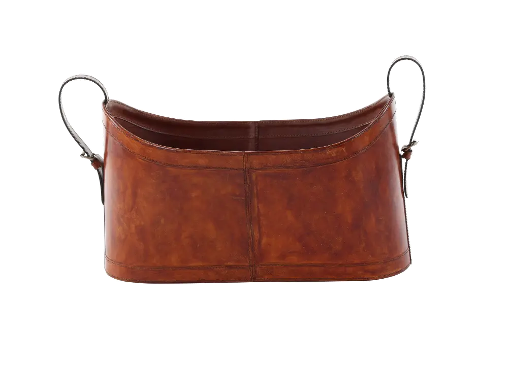 Real Leather Magazine Holder with Handles-1