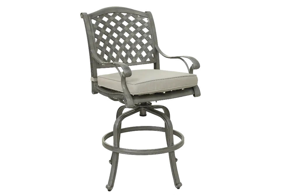 Macan Gray Swivel Counter Height Patio Stool-1