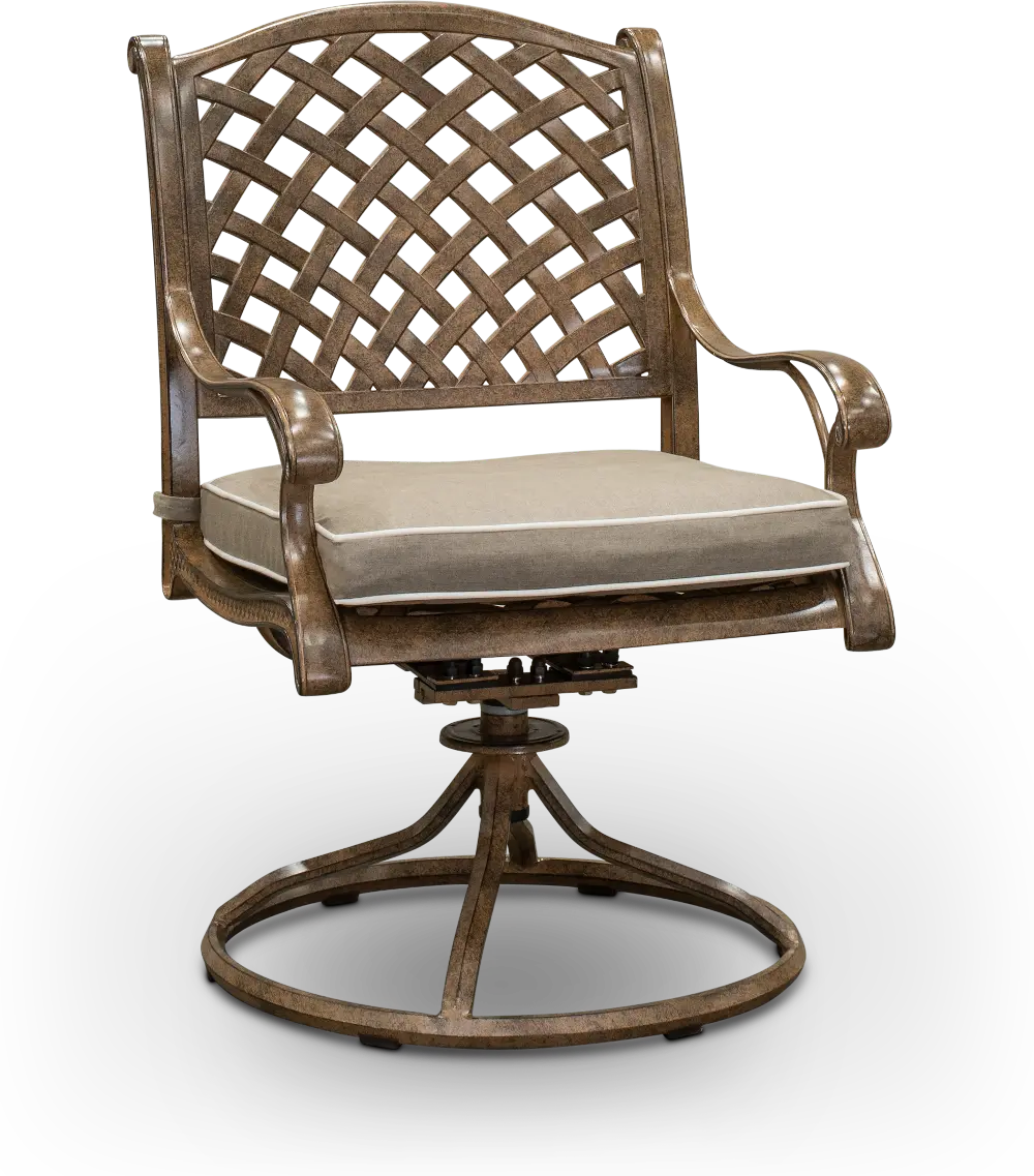 Traditional Light Brown Patio Swivel Rocker Chair - Castle Rock-1