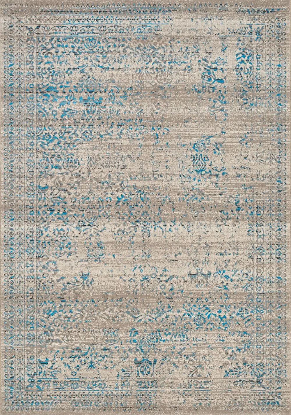 8 x 11 Large Distressed Gray and Blue Rug - Parlour-1