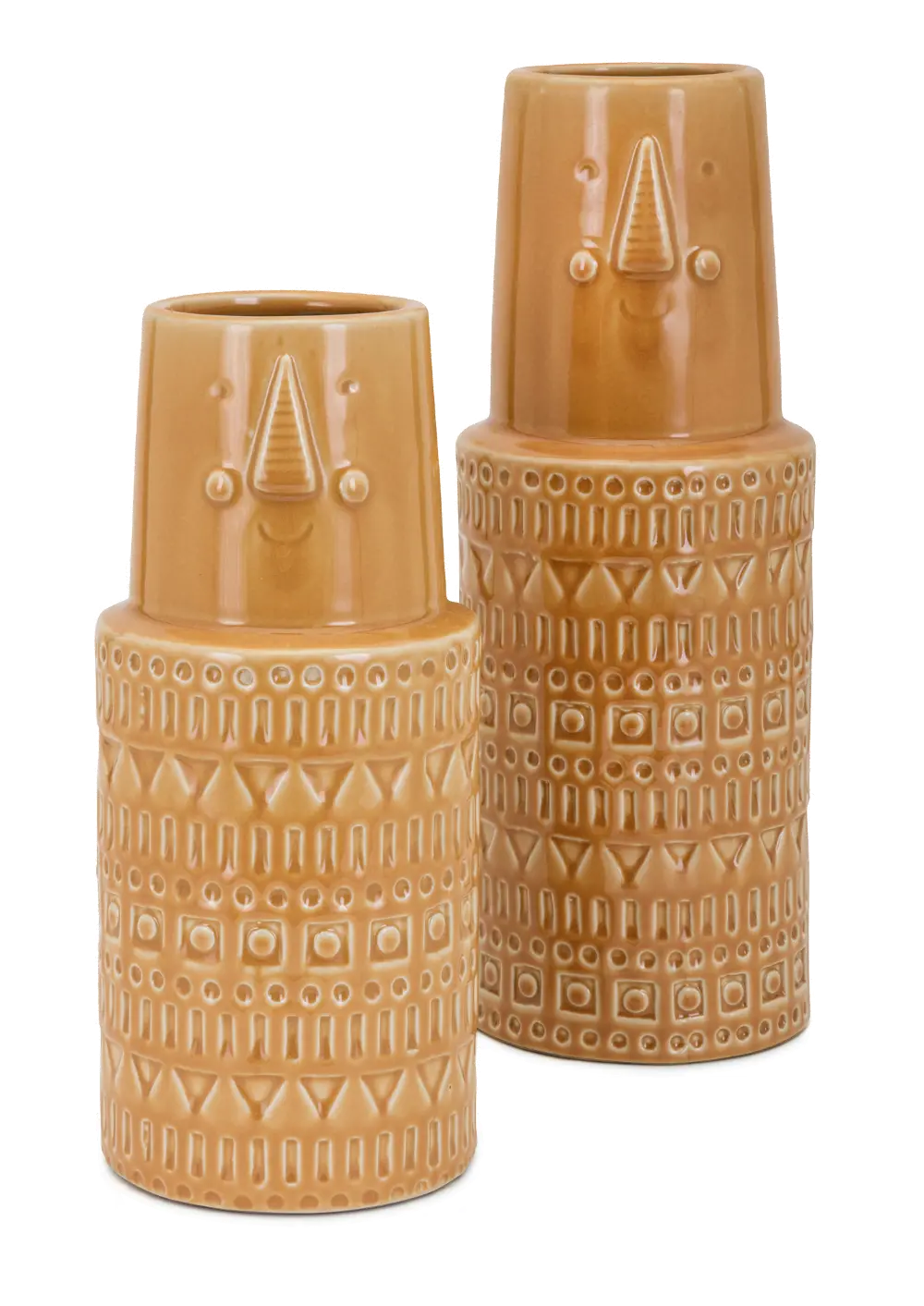 14 Inch Mustard-Tan Ceramic Vase-1