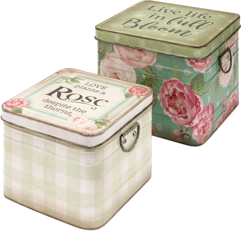 9 Inch Multi Color Floral Tin with Lid-1