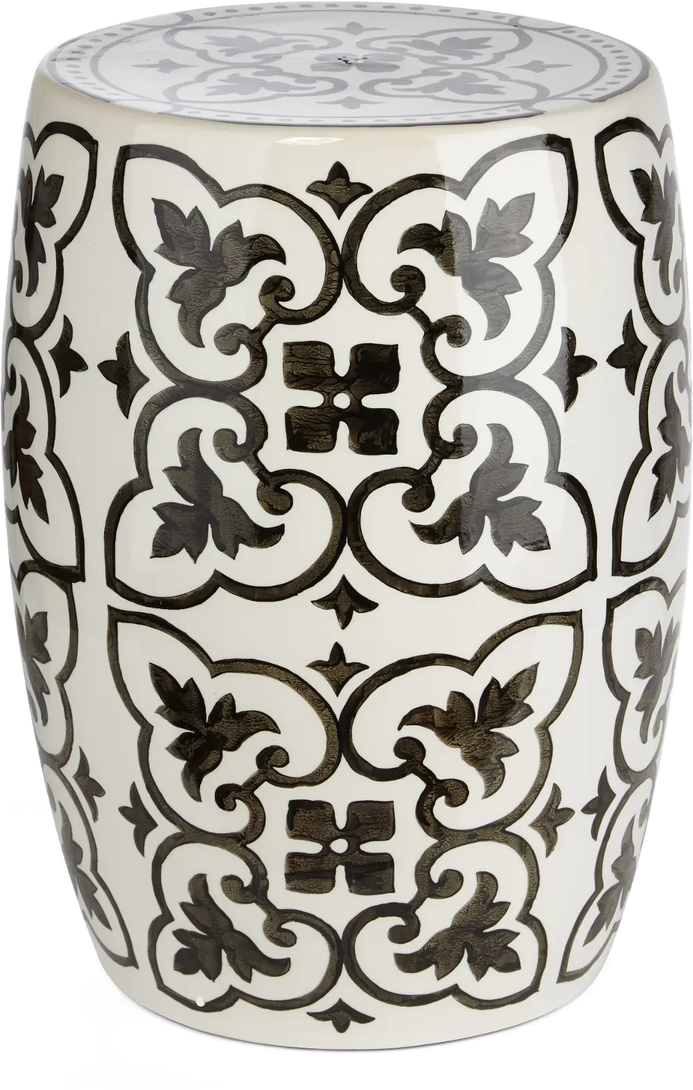 White and Black Ceramic Garden Stool-1