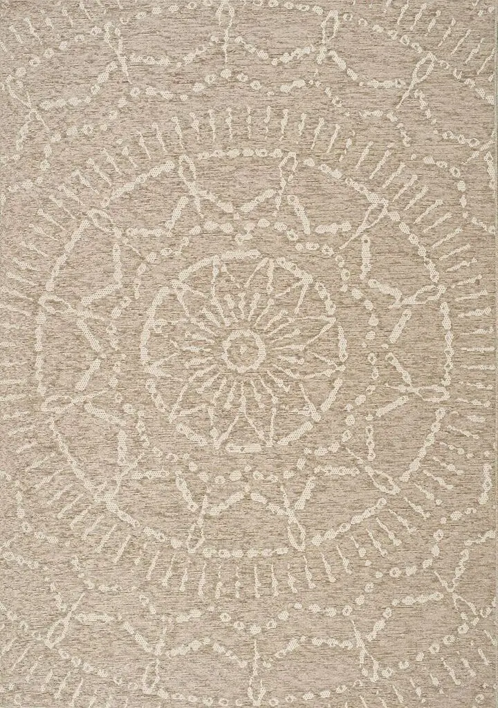 5 x 8 Medium Beige and Cream Indoor-Outdoor Area Rug - Vista